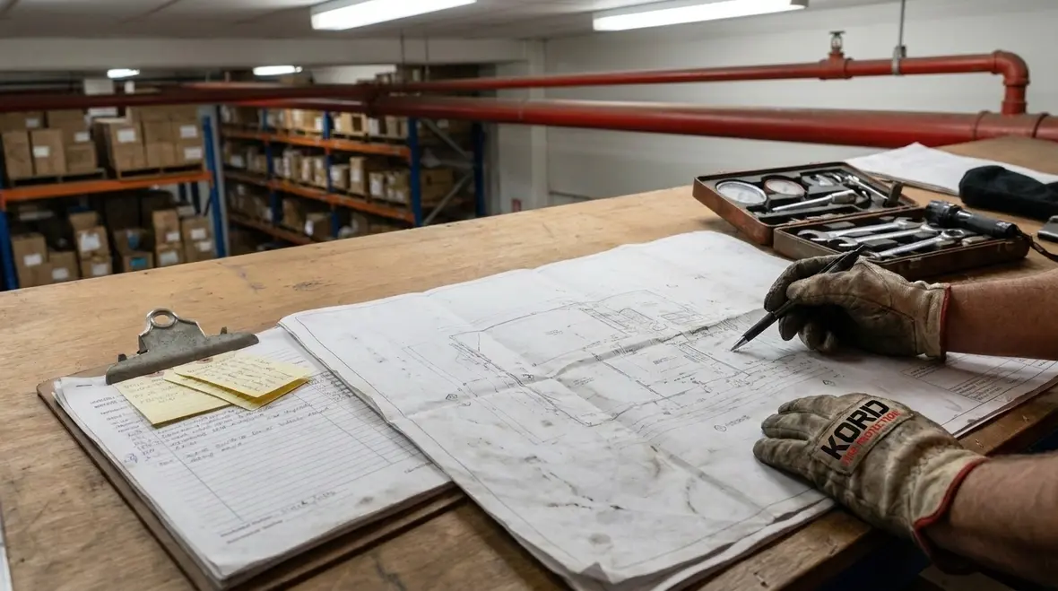 Fire sprinkler maintenance records and inspection documentation review