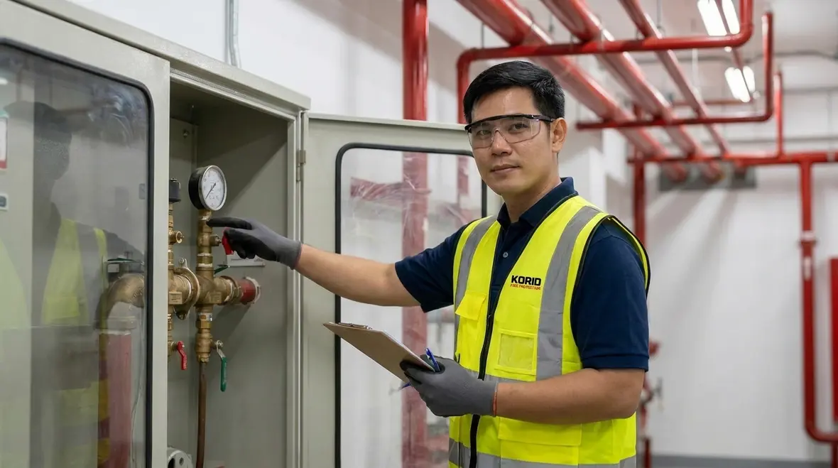 Blocked fire sprinkler head near storage causing maintenance deficiency