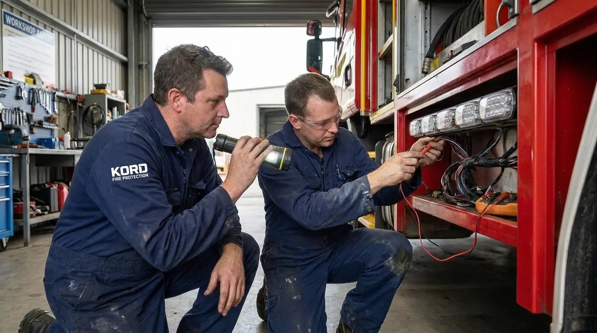 Emergency vehicle optical warning system operating in an industrial setting