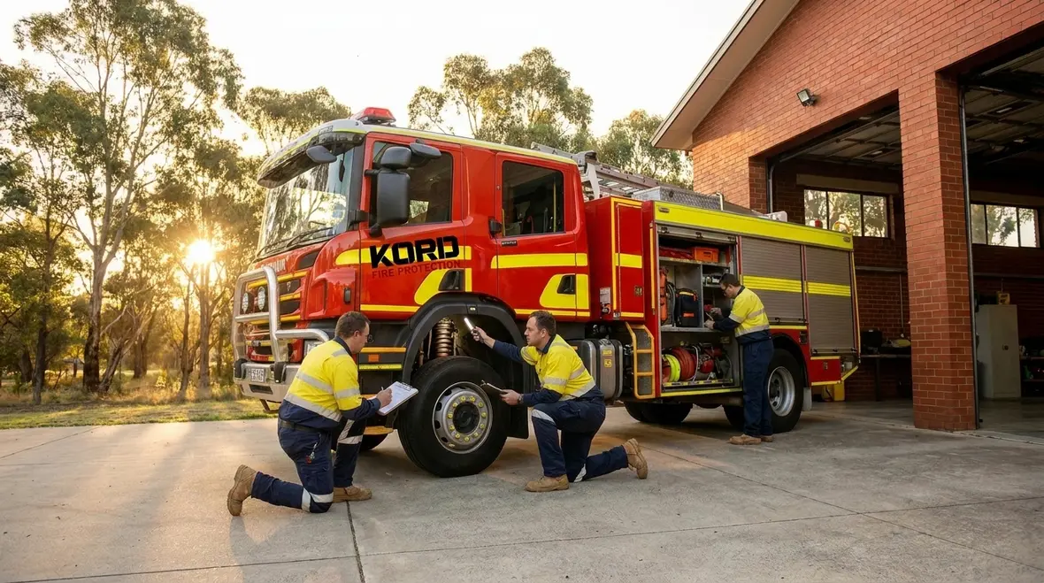 Fire truck undergoing stability review and load assessment