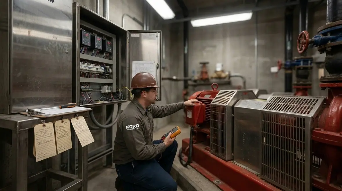 Acceptance testing of a high rise fire pump system with gauges and controls