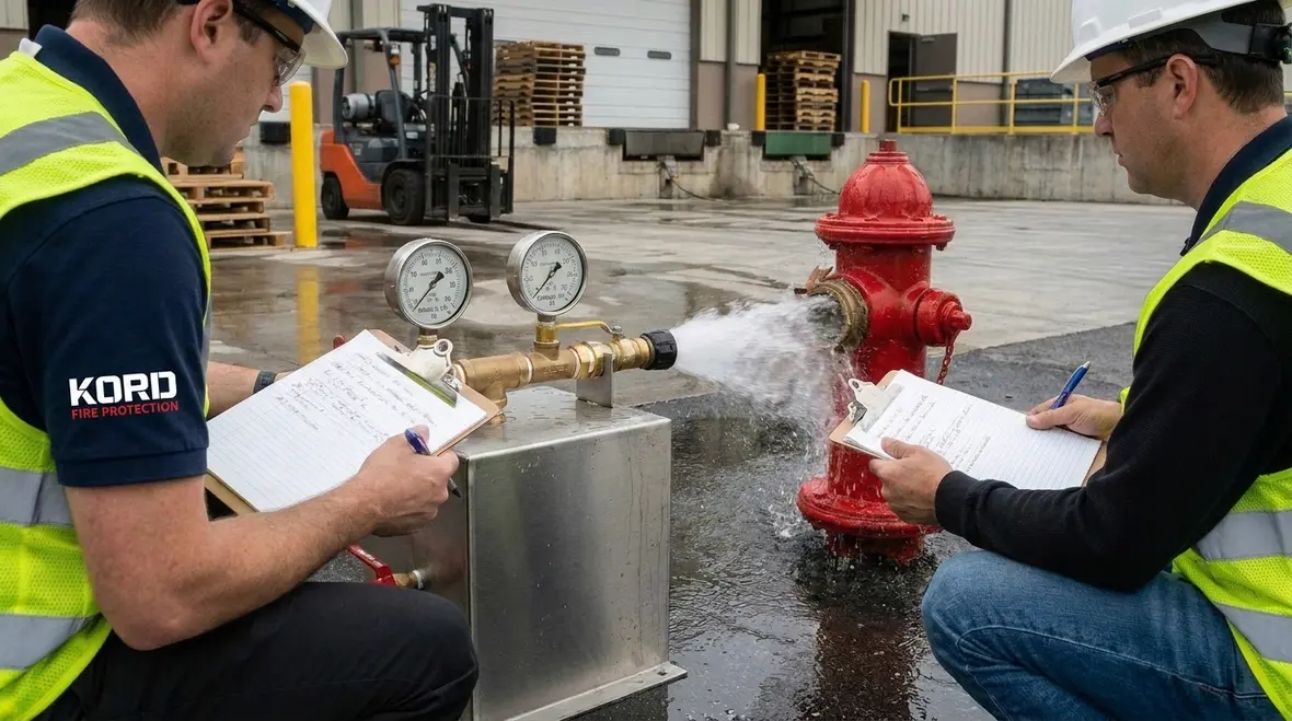 Hydrant pressure readings being recorded during no pitot discharge calculation