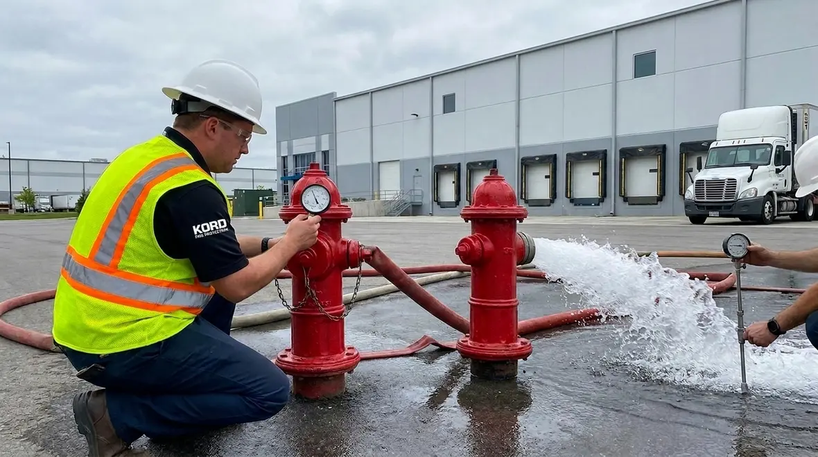 NFPA 291 Chapter 4 hydrant flow testing reference tables at a commercial site