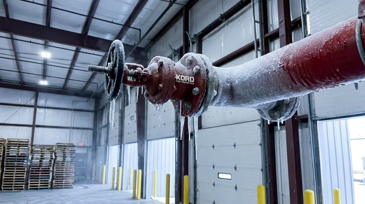 Ice obstruction inside fire sprinkler piping under NFPA 25 Section 14.4
