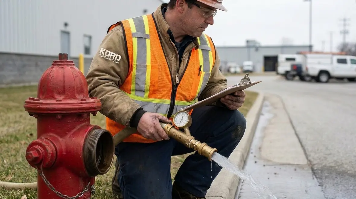 Commercial site team reviewing private hydrant inspection testing requirements