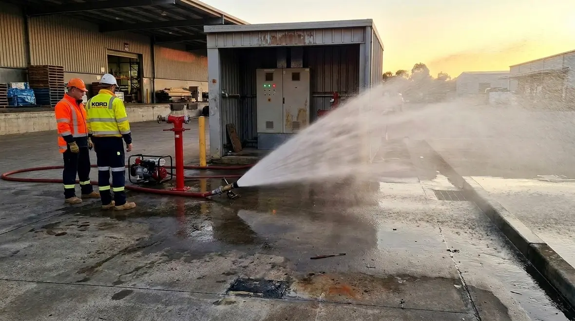 Pressure gauges showing static and residual readings during a hydrant flow test