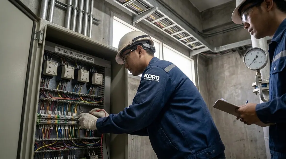 Commissioning steam turbine driven fire pump system