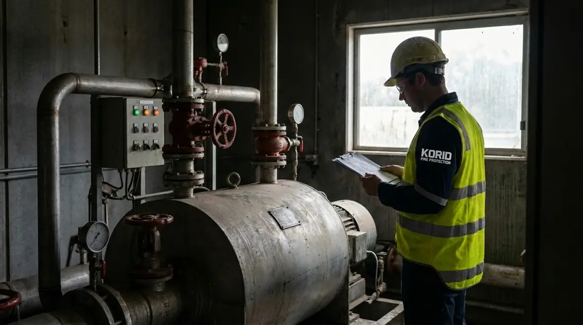 Steam turbine fire pump requirements in an industrial facility