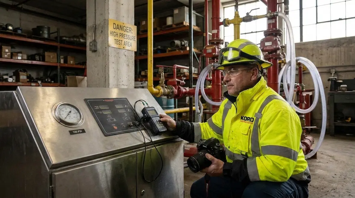 Operational testing setup for ultra high speed water spray system
