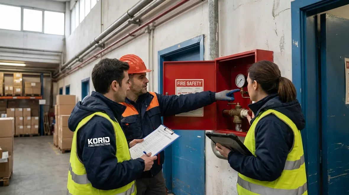 Water mist system components used during inspection and maintenance training