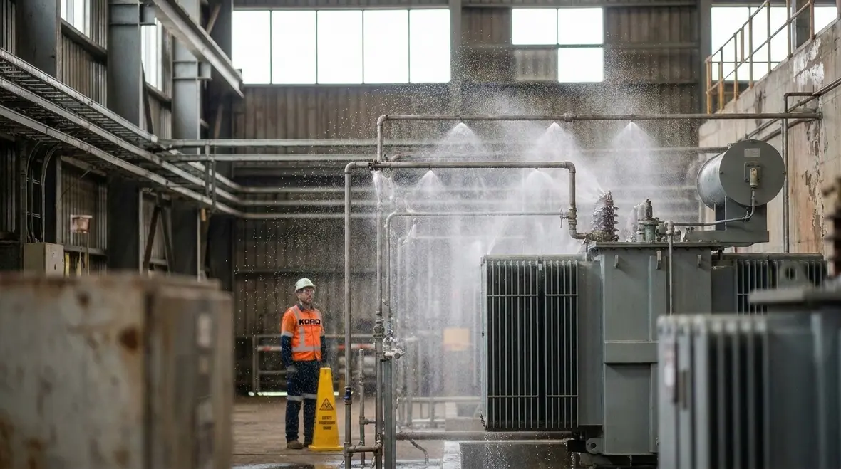 Targeted water spray nozzles protecting high risk machinery in an Australian facility