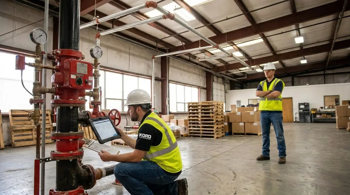 Facility team reviewing NFPA 25 inspection scope and maintenance planning