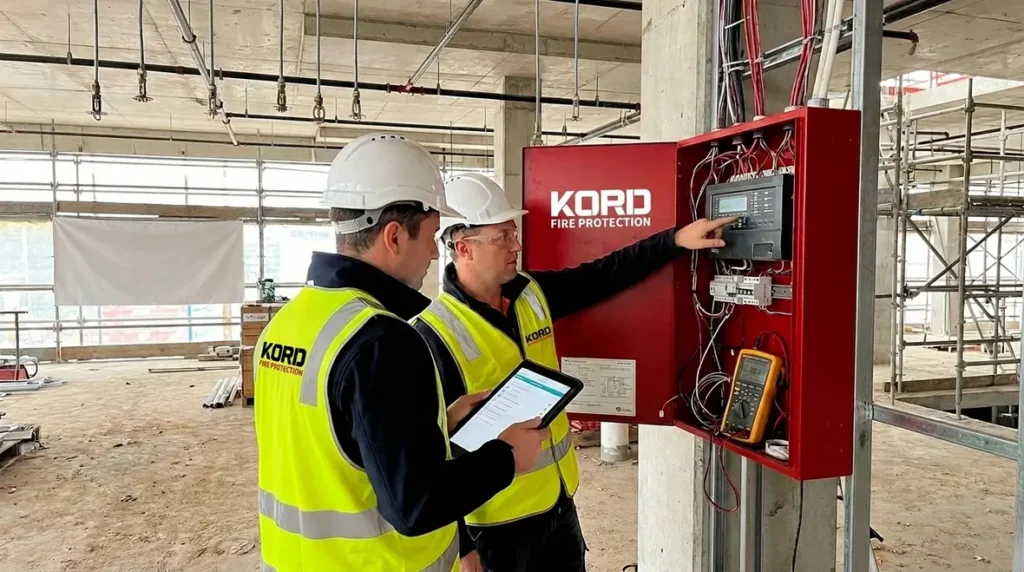 Construction phase commissioning, fire system installation testing