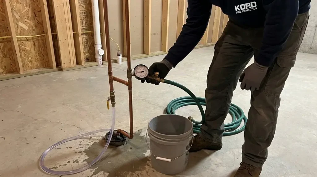 NFPA 13D Section 11.2 hydrostatic flushing test procedures home sprinkler systems NFPA 13D