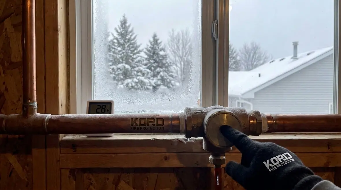 NFPA 13D Section 7.8 passive purge systems for residential sprinkler piping in cold climates