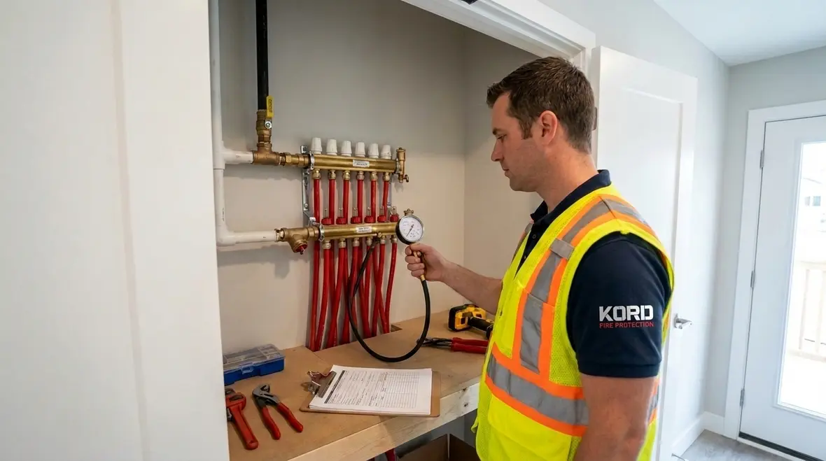 NFPA 13D Sections 11.1 to 11.2 required acceptance tests before residential sprinkler commissioning
