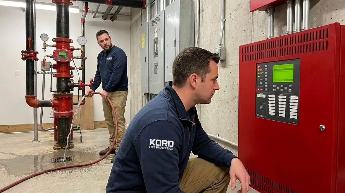 NFPA 13R 10.2 acceptance tests hydrostatic flushing waterflow alarm