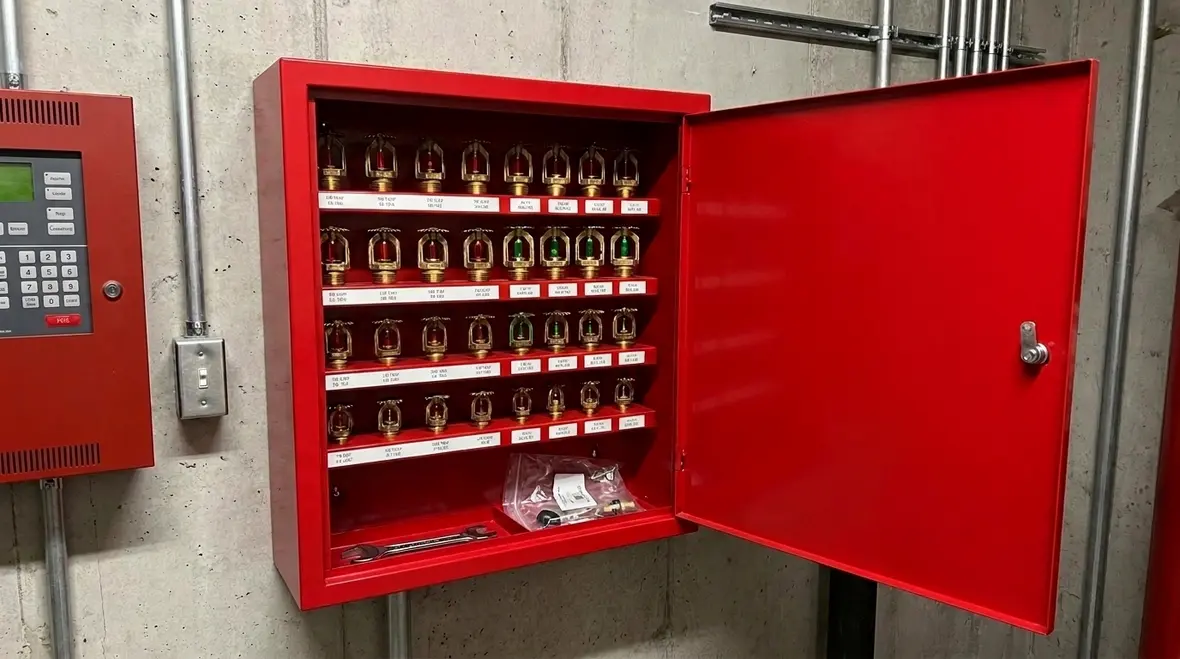 NFPA 13R 11.1 stock spare sprinklers quantity cabinet 100F