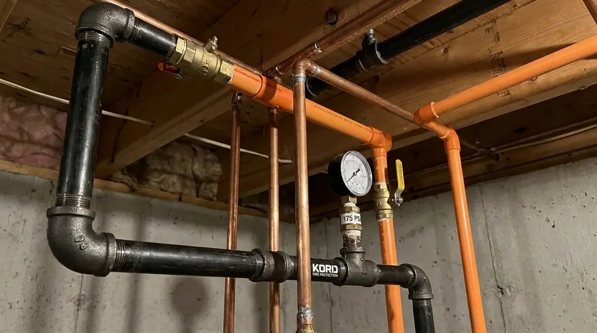 NFPA 13R Section 5.2 piping guide for steel, brass, CPVC, and copper residential sprinkler requirements