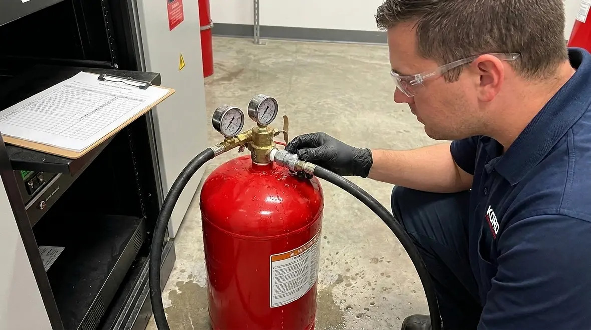 NFPA 17A hydrostatic testing wet chemical container