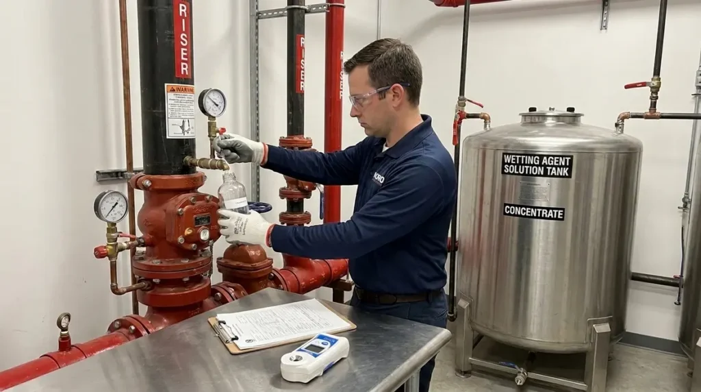 NFPA 18 section 5.3 wetting agent solution requirements acceptance criteria