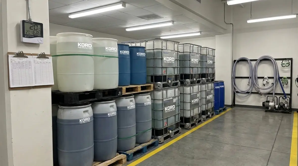 NFPA 18 Section 9.2 wetting agent storage temperature and handling