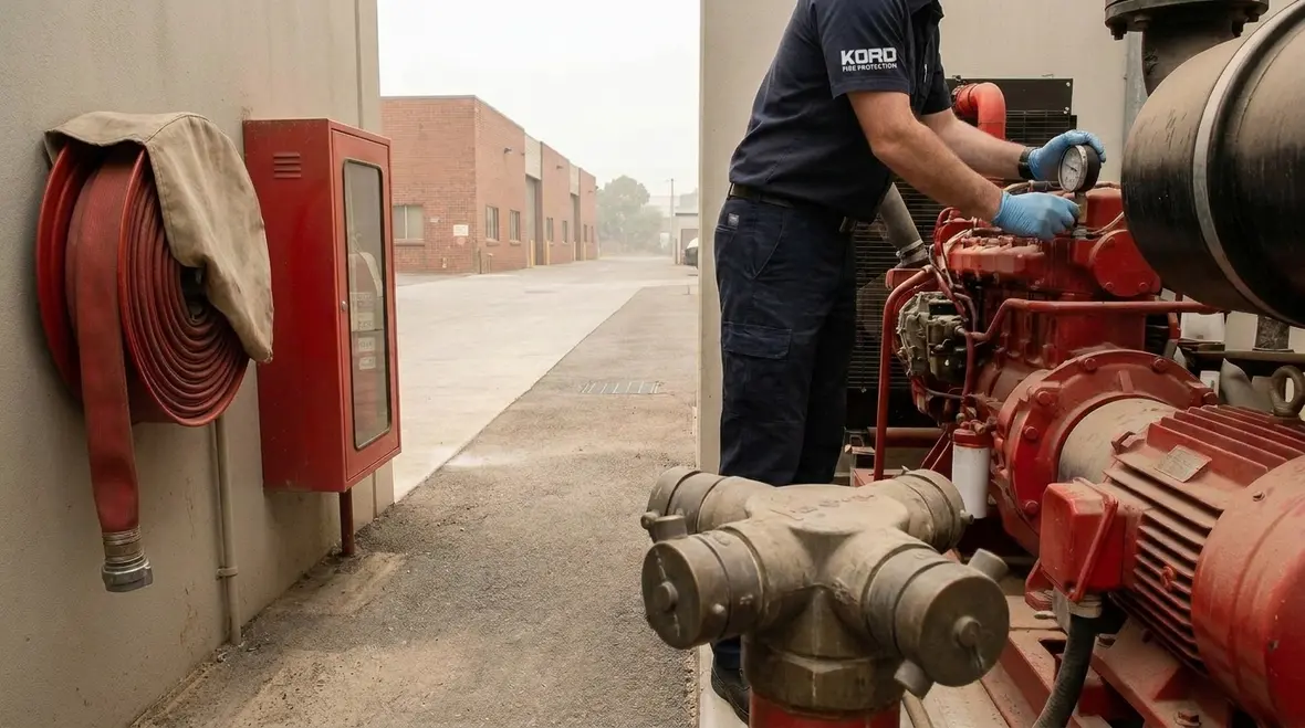 Business facility preparing before fire season with WUI site safety measures