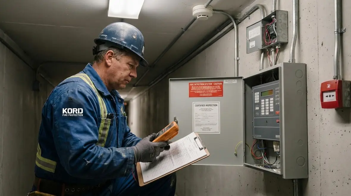 Fire alarm and emergency lighting priorities in apartment building safety