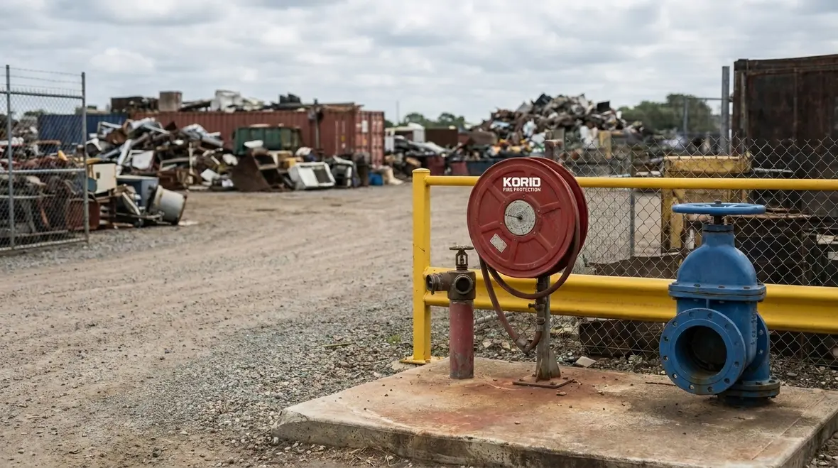 Automobile salvage fire protection planning with organized scrap vehicle storage