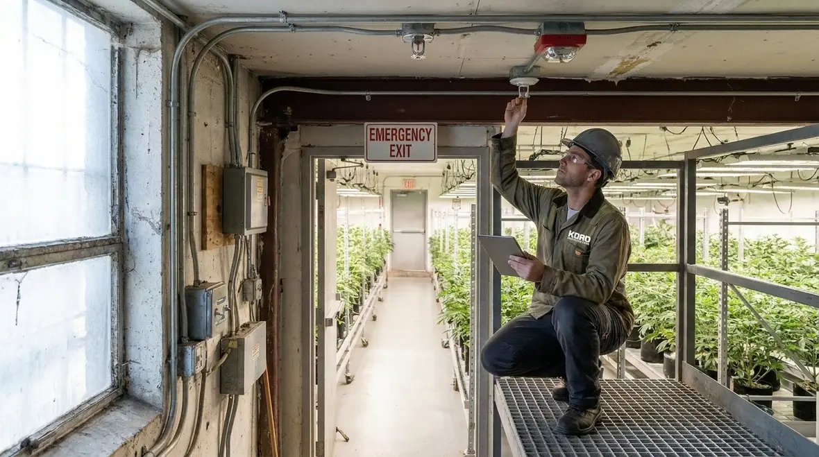 Marijuana grow permit planning with sprinklers and life safety systems