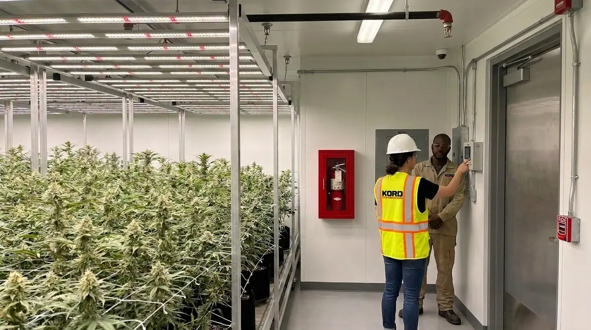 Cannabis facility fire protection with overhead sprinklers in a marijuana grow operation