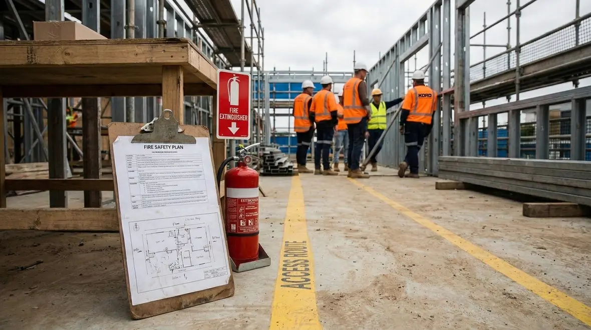 Temporary fire protection measures on an active construction site