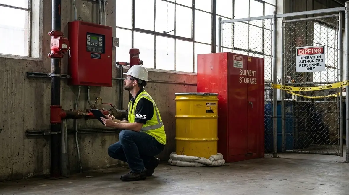 Fire protection review for dipping and printing hazard areas