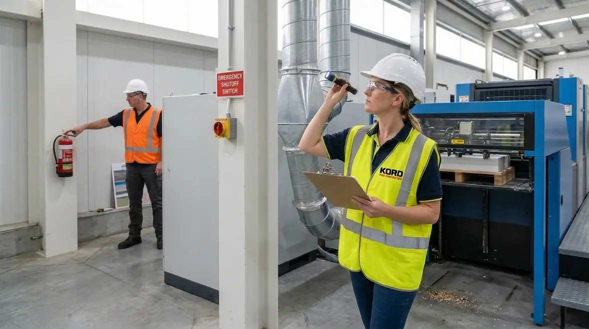Industrial coating and printing workspace needing fire safety planning
