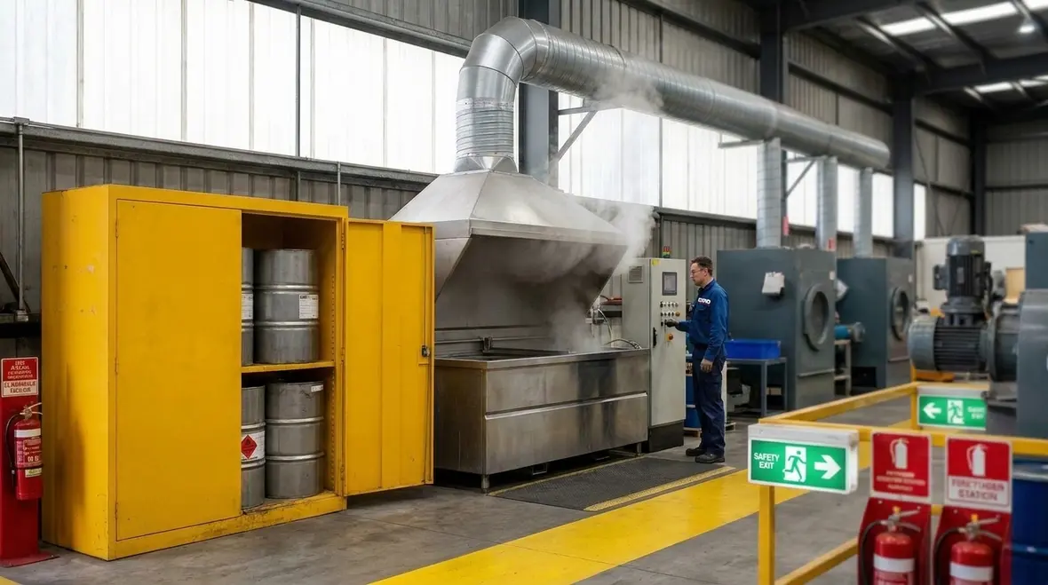 Dipping coating printing process area with fire safety controls