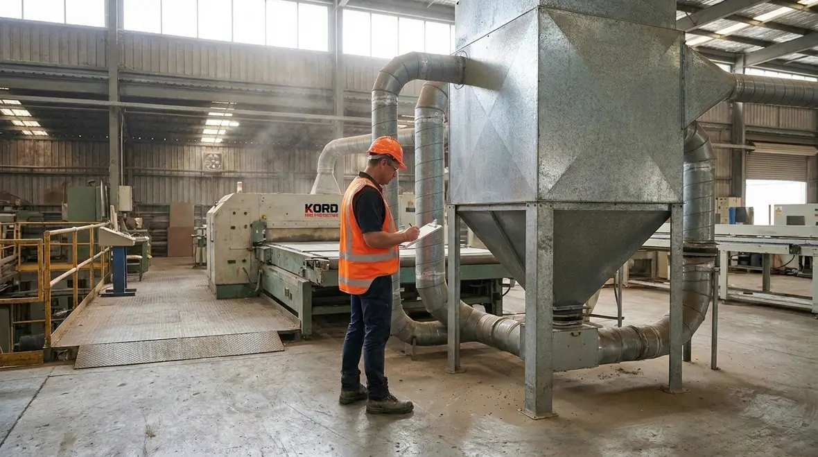Combustible dust review inspection in industrial facility