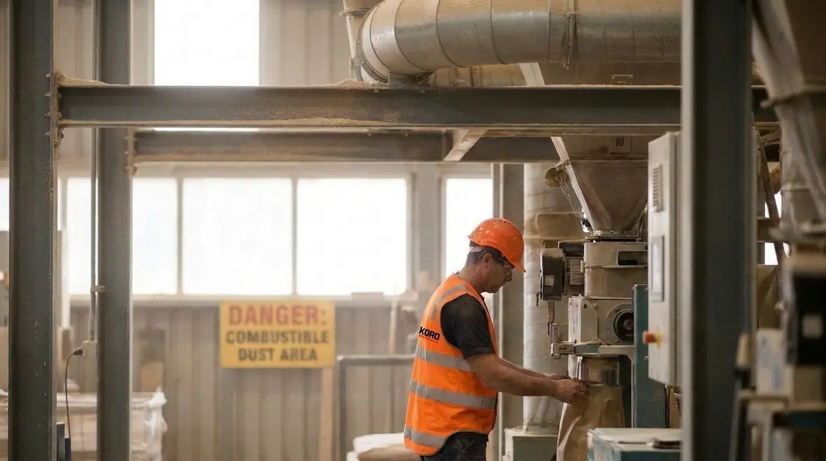 Combustible dust hazard review and permit planning in industrial facility