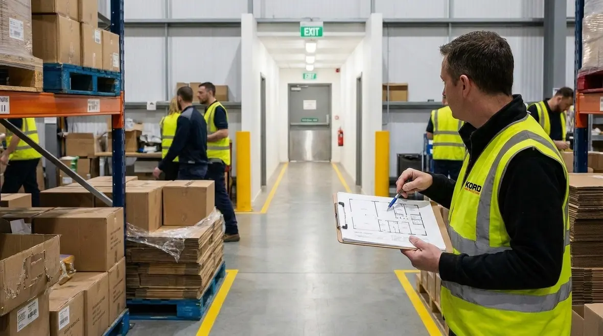 Exit route planning with corridor and door layout for safer egress