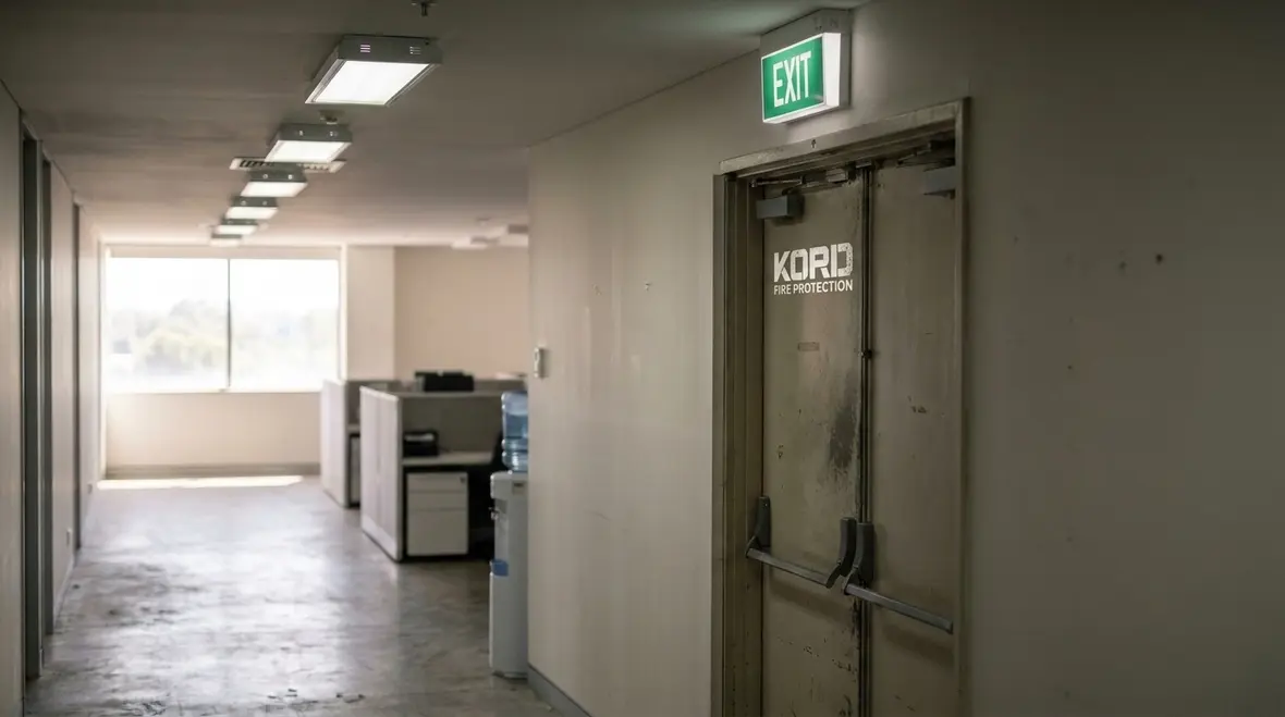Commercial corridor showing reliable means of egress and redundant exit planning