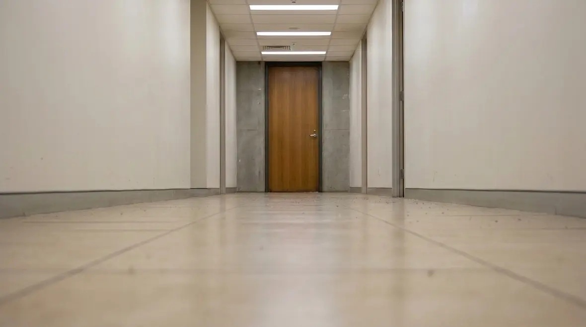 Exit access corridor kept clear for safe evacuation in a commercial facility