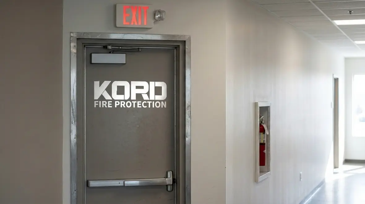 Commercial corridor fire code planning with clear egress pathway