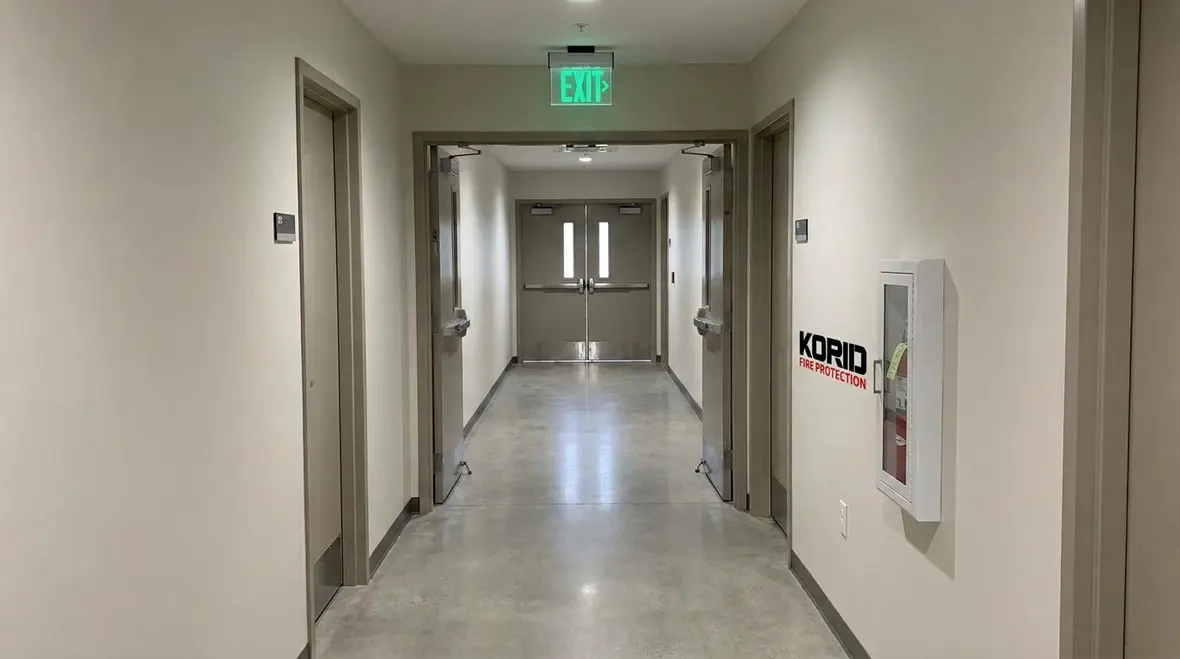 Exit access corridor fire code requirements in a commercial building corridor