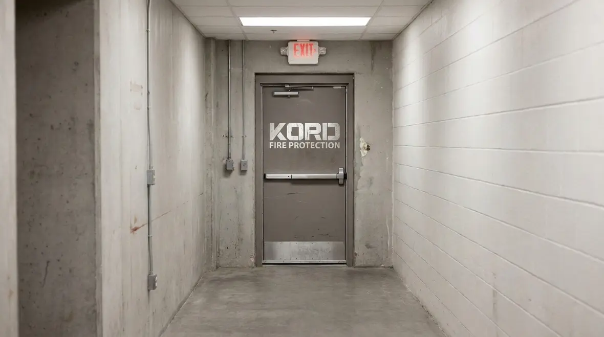 Fire rated exit passageway corridor with protected egress path