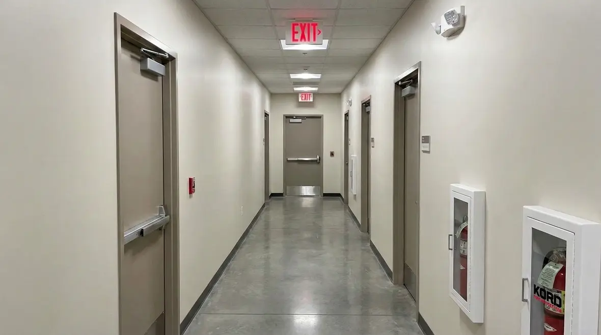 Protected exit passageway corridor designed for fire safe building egress