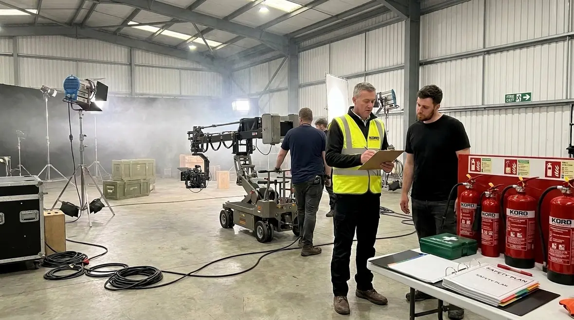 Film production fire permit requirements on a studio set