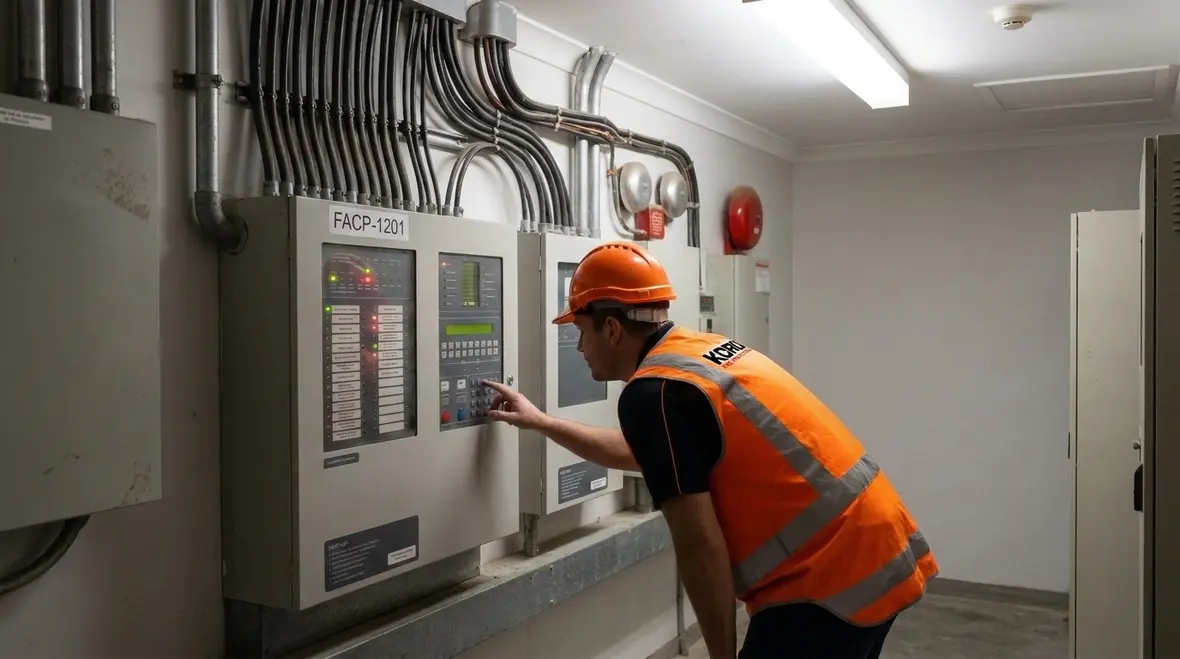 Fire detection and alarm system devices in a commercial building