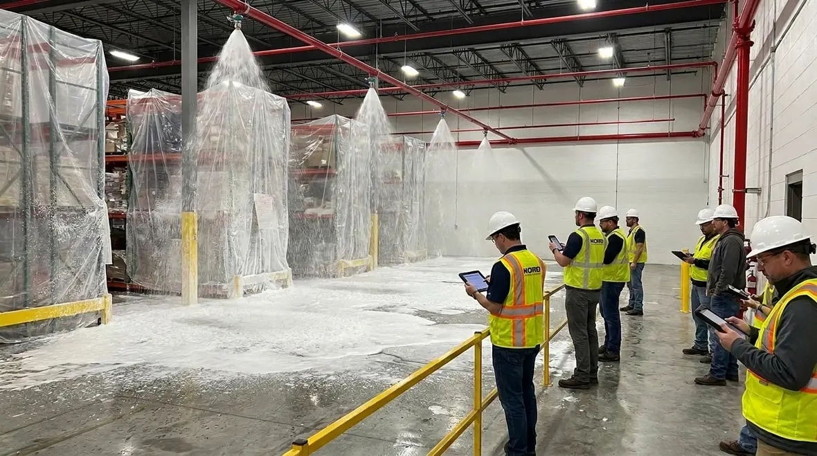 Foam discharge testing for deluge and spray foam water systems