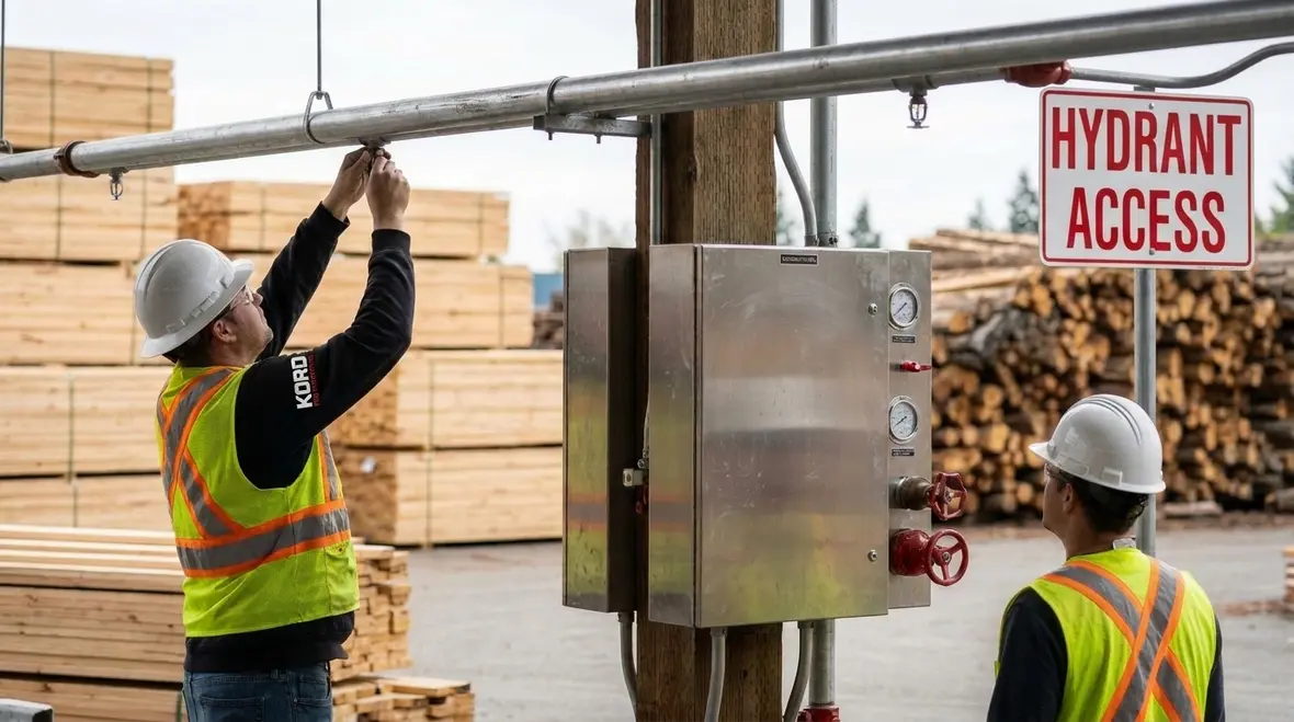 Lumber storage fire code NFPA spacing and access planning for wood products