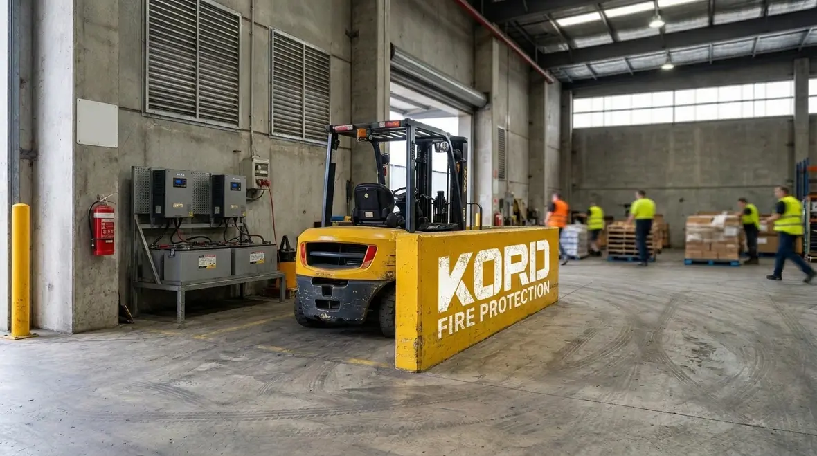 Forklift charging and warehouse truck fire safety planning area