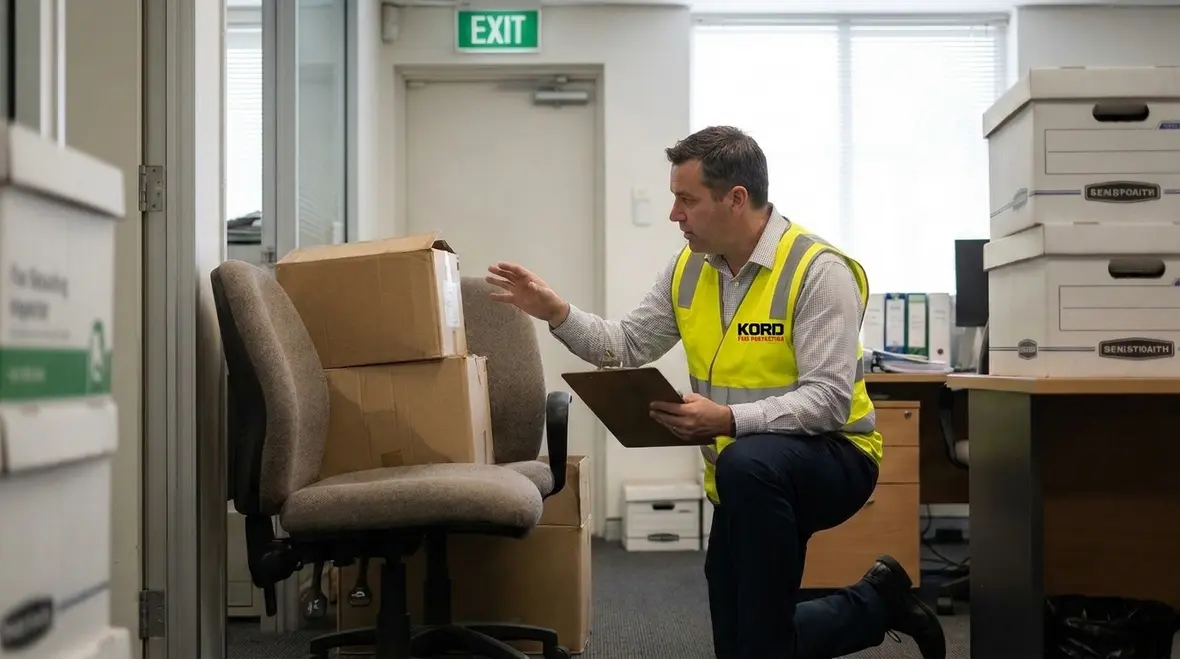 Contents and furnishings fire safety review inside a commercial facility